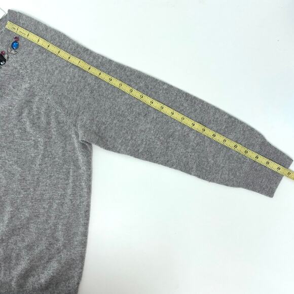 NWT Halogen Heather Gray Cashmere Jeweled Cropped 3/4 Sleeve Sweater - Plus 2X - Picture 7 of 8